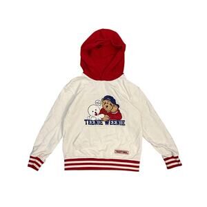 Teenie Weenie kids size 130 (8) Traditional white red hoodie stained teddy bear